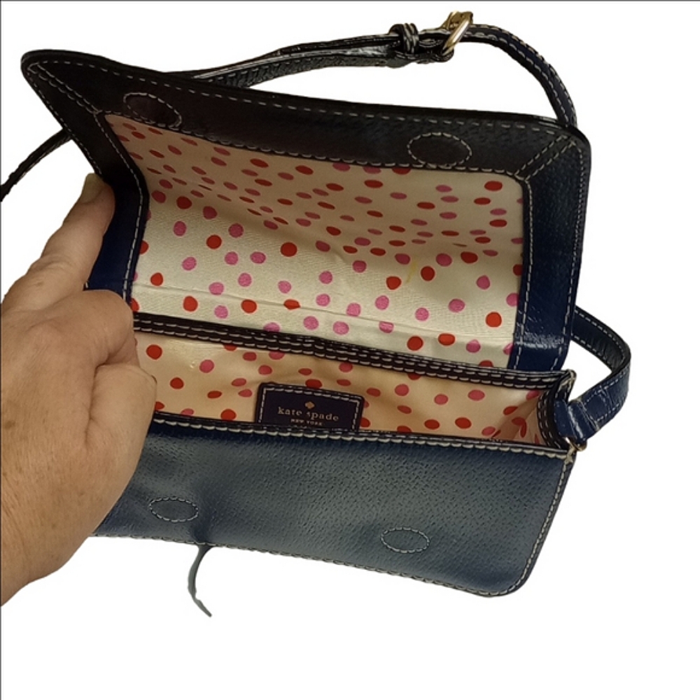 ♠️ KATE SPADE NAVY BLUE SMALL LEATHER CROSSBODY BAG - Picture 7 of 11